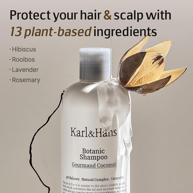 Karl&Hans Botanic Double Mint Shampoo – Vegan, Sulfate-Free Hair Care for All Hair Types | 13.2 fl oz
