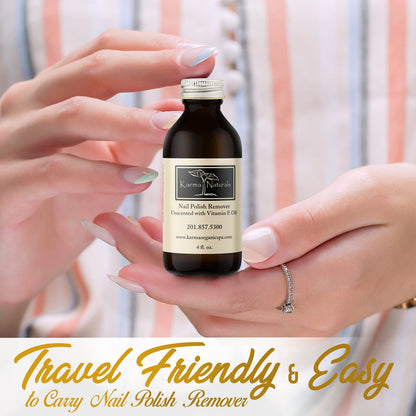 Karma Organic Unscented Nail Polish Remover with Vitamin E – Acetone-Free, Vegan, Cruelty-Free, 4 fl oz