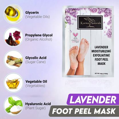Karma Organic Foot Peel Mask Lavender – Moisturizing Exfoliating Foot Masks (Pack of 2)