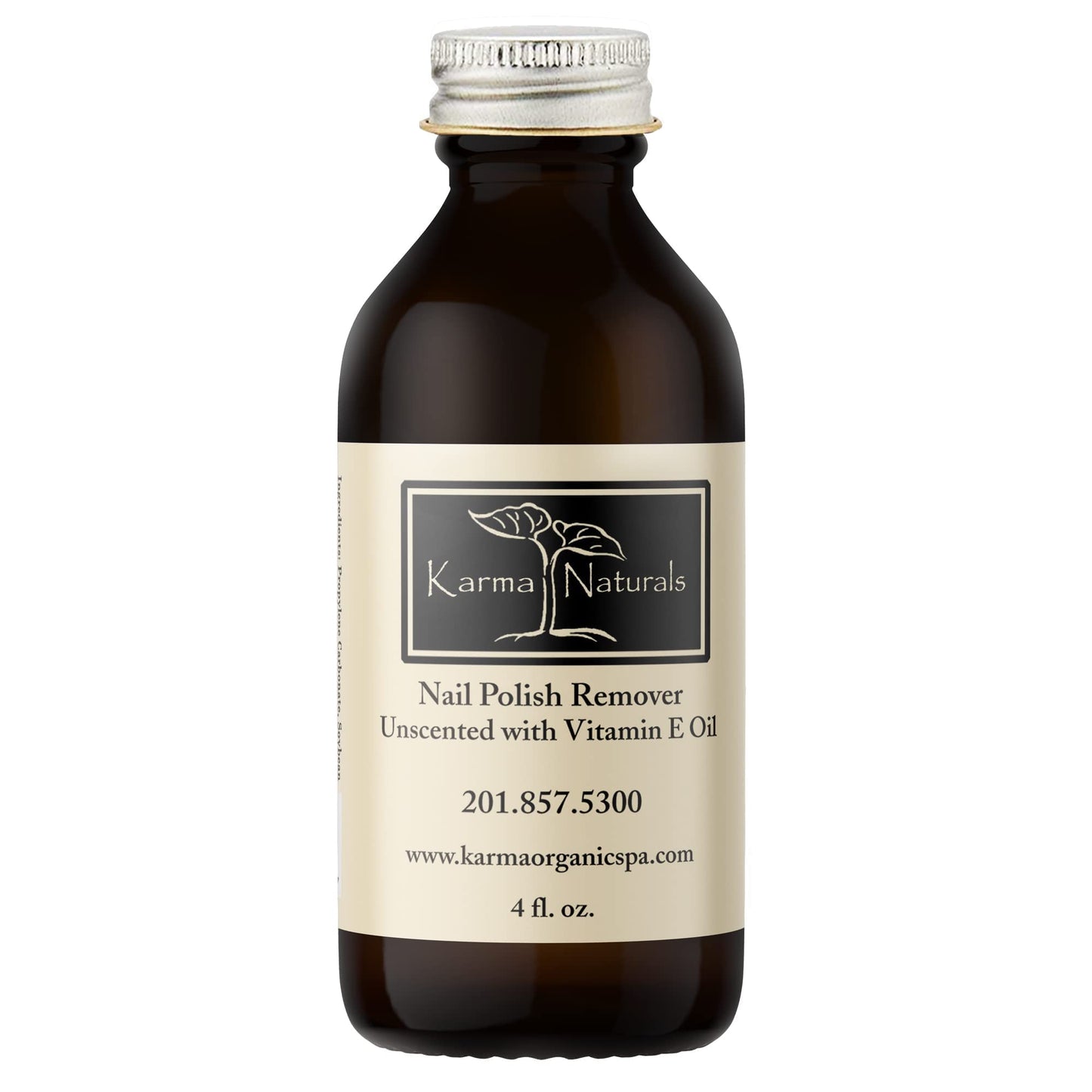Karma Organic Unscented Nail Polish Remover with Vitamin E – Acetone-Free, Vegan, Cruelty-Free, 4 fl oz