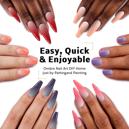 Karroy Sponge Pat Gel Nail Polish Palette — 12-Color Ombre Gel Color Set | UV/LED, No Wipe