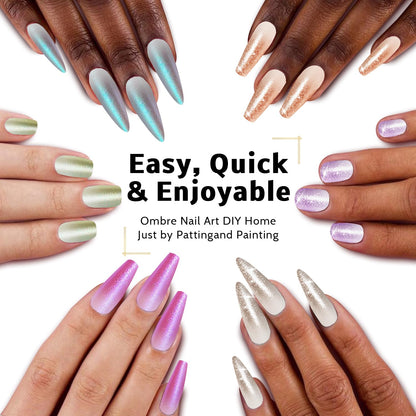 Karroy Glitter Pat Gel Nail Polish Palette – 16 Colors E, Ombre Gradient, No Wipe, UV/LED Cured