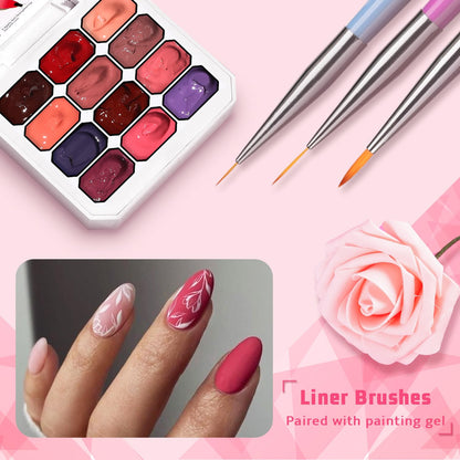 Karroy Christmas Gel Polish Set – 12-Color Ombre Palette with 100 Sponges, 6 Brushes & 1 Grabber
