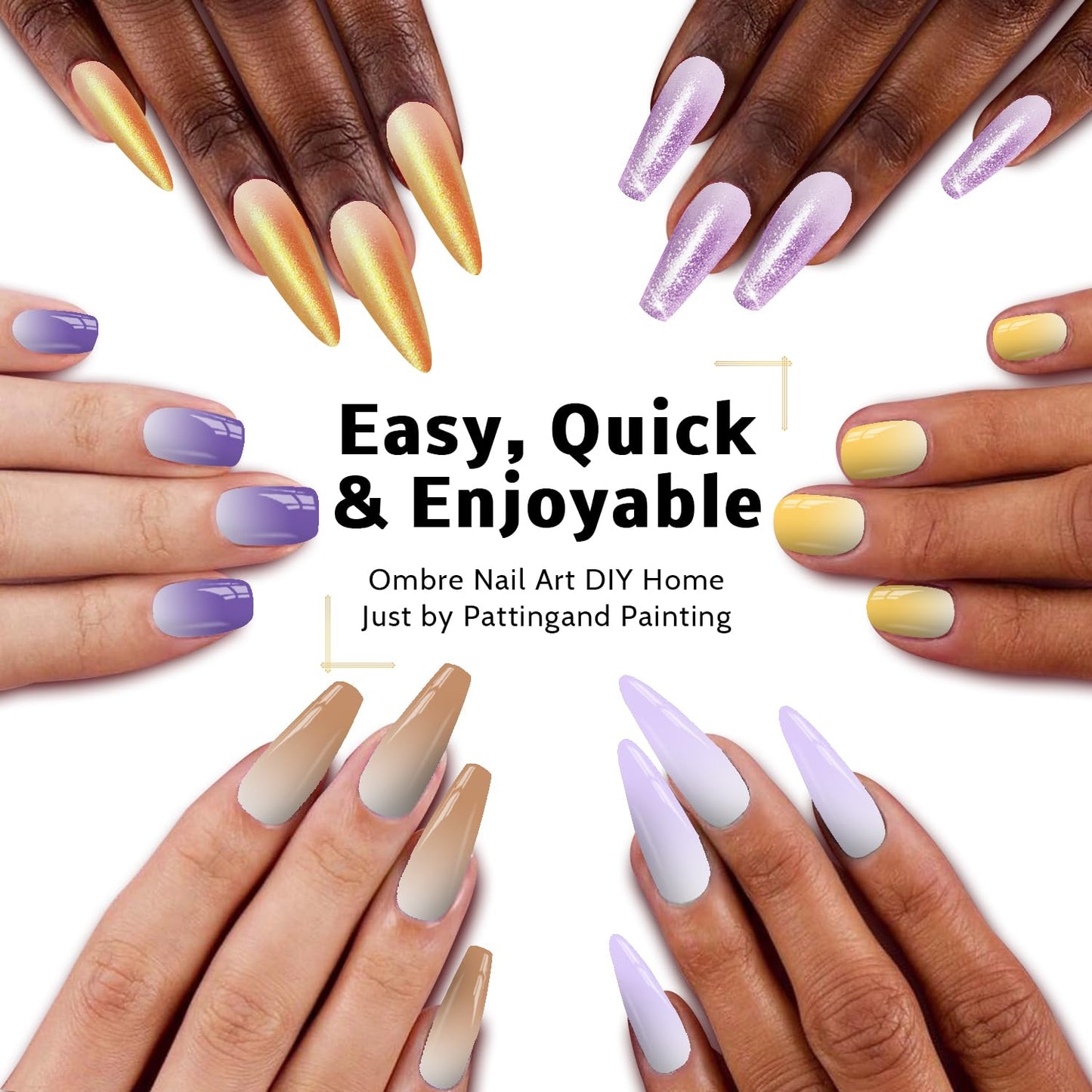 Karroy Sponges Pat Gel Nail Polish Palette – 16-Color Ombre Gradient Gel, No Wipe, UV/LED Cure