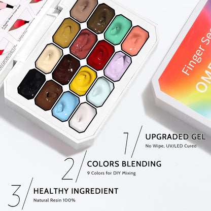 Karroy Sponges Pat Gel Nail Polish Palette – 16-Color Ombre Gel, No-Wipe, UV/LED Cured (16 Colors A)