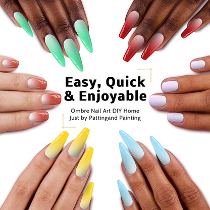 Karroy Christmas Gel Polish – 9-Color Ombre Palette, 100 Sponges, 6 Brushes, 1 Grabber, No Wipe, UV/LED Set 03