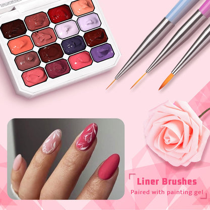 Karroy Sponges Pat Gel Nail Polish Palette Set 06 – 16-Color Ombre Gel Kit