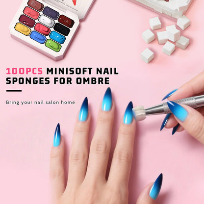 Karroy Sponge Pat Gel Nail Polish Palette – 12-Color Ombre Set, UV/LED
