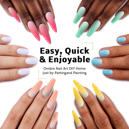 Karroy Sponges Pat Gel Nail Polish Palette – 24-Color Ombre Kit (No Wipe, UV/LED Cure)