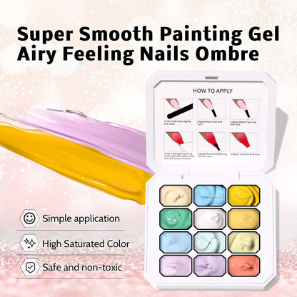 Karroy Sponge Pat Gel Nail Polish Palette – 12-Color Ombre Gel Kit (No Wipe)
