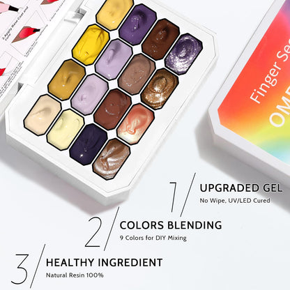 Karroy Sponges Pat Gel Nail Polish Palette – 16-Color Ombre Gradient Gel, No Wipe, UV/LED Cure