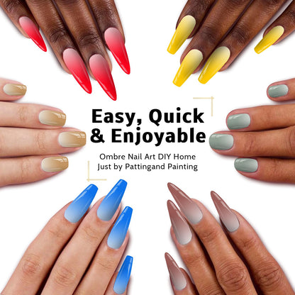 Karroy Sponge Pat Paint Nail Gel – Ombre Gradient Nail Art, No Wipe, UV/LED Curing (16 Colors)