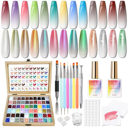 Karroy Sponge Pat Gel Polish Palette — 60 Colors Ombre Gel Nail Kit for DIY Nails