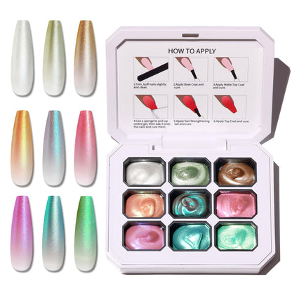 Karroy Sponge Pat Paint Nail Gel No Wipe – Ombre Gradient Nail Art (9 Colors, L)