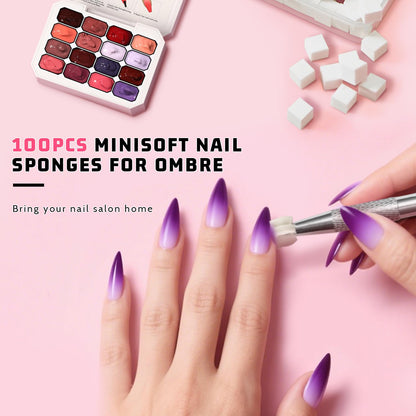 Karroy Sponges Pat Gel Nail Polish Palette Set 06 – 16-Color Ombre Gel Kit