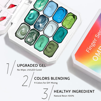Karroy Sponge Pat Gel Nail Polish Palette – 12-Color Ombre Gradient Gel, No Wipe, UV/LED Cure