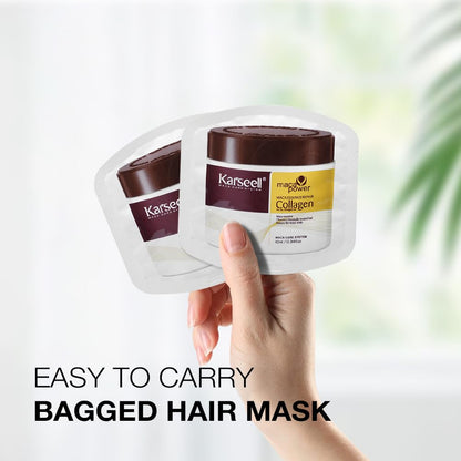 Karseell Collagen Hair Mask - Deep Repair with Argan Oil for All Hair Types (10ml, 24 Packs)