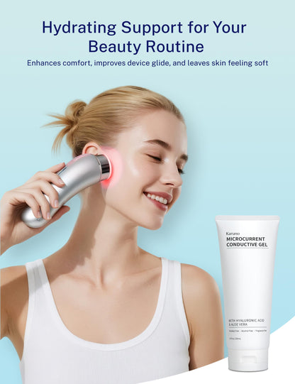 KARUNO 10oz Microcurrent Conductive Gel – Hydrating Gel with Hyaluronic Acid & Aloe Vera – Fragrance-Free