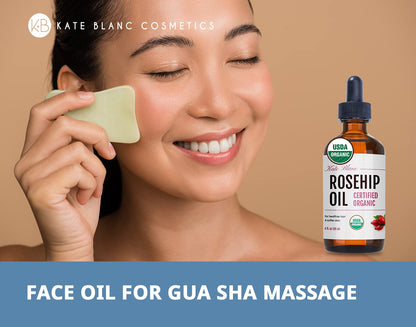 Kate Blanc Rosehip Oil for Face & Skin – Organic Cold-Pressed 4oz | Hydrating Facial Oil
