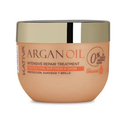 Kativa Argan Oil Intensive Repair Mask - 250 ml | Hydration & Protection for Dry or Damaged Hair | Salt & Sulfate Free, Gluten & Paraben Free
