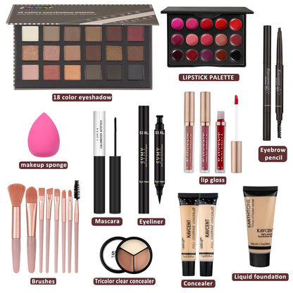 KAVCENT All-in-One Makeup Set for Women – Complete Starter Kit (Eyeshadow Palette, Lip Gloss, Foundation, Mascara)