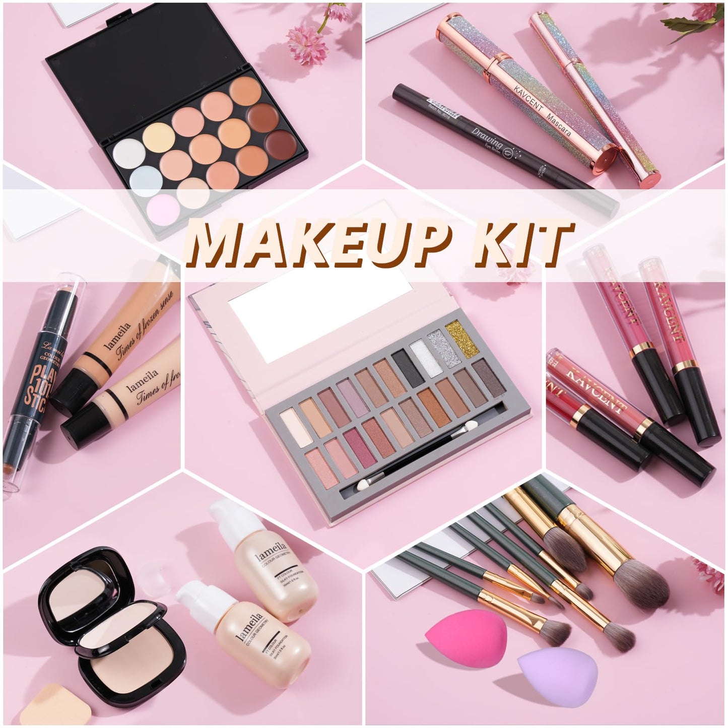 KAVCENT All-in-One Makeup Set for Women | Eyeshadow Palette, Foundation & Concealer Kit