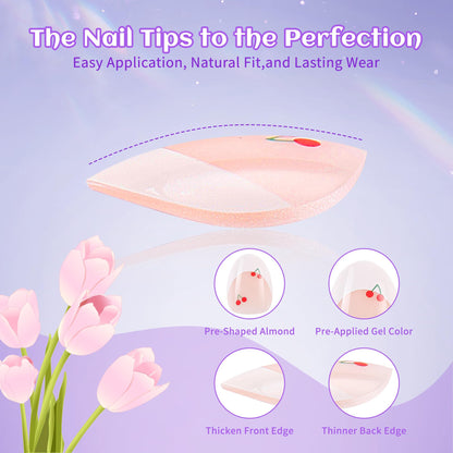 Kawyehu 90 Pieces Kids Press-On Nails – 3-Pack Colorful Almond Nail Kit with Glue