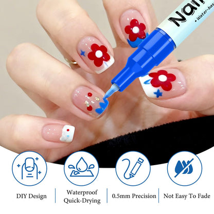 KAYLLE&KT 12-Color Nail Art Pens Set - Waterproof, Quick-Dry DIY Nail Markers