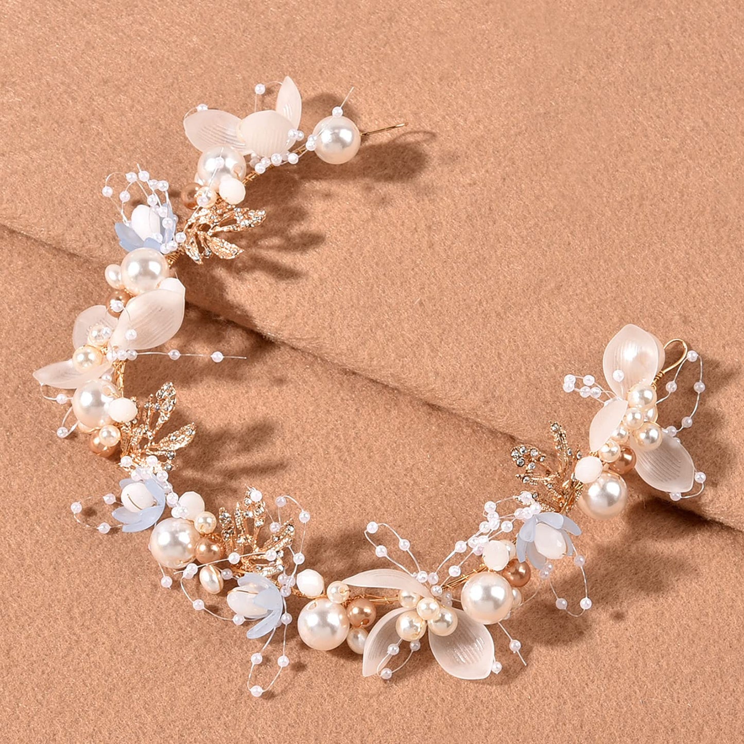Kayzon Kids Wedding Hair Headpiece - Blue Princess Flower Pearl Headband