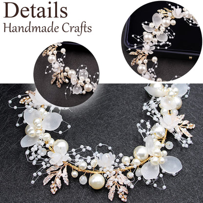 KAYZON Wedding Hair Accessories for Kids – Pearl Flower Headband