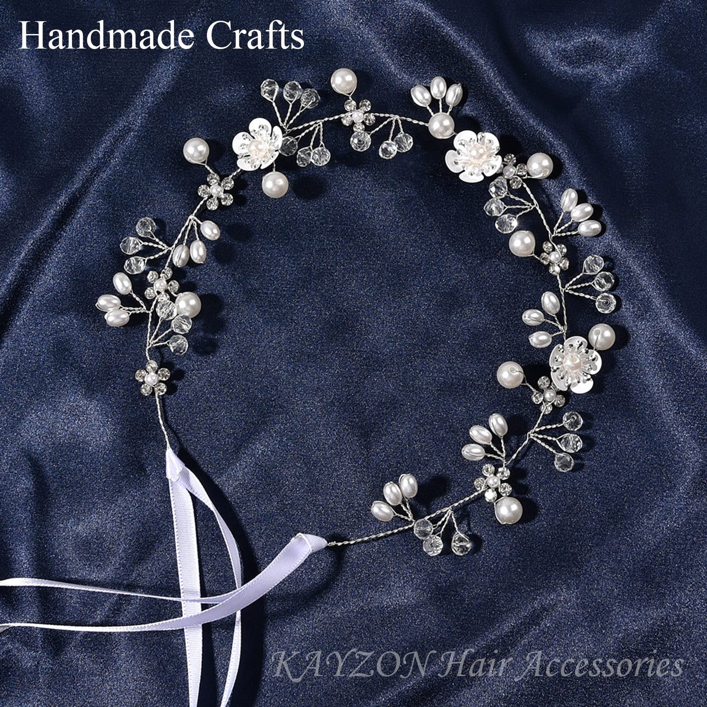 Kayzon Silver Pearl Flower Girl Headband – Bridal Wedding Hair Accessory