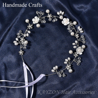 Kayzon Silver Pearl Flower Girl Headband – Bridal Wedding Hair Accessory