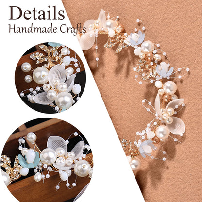 Kayzon Kids Wedding Hair Headpiece - Blue Princess Flower Pearl Headband