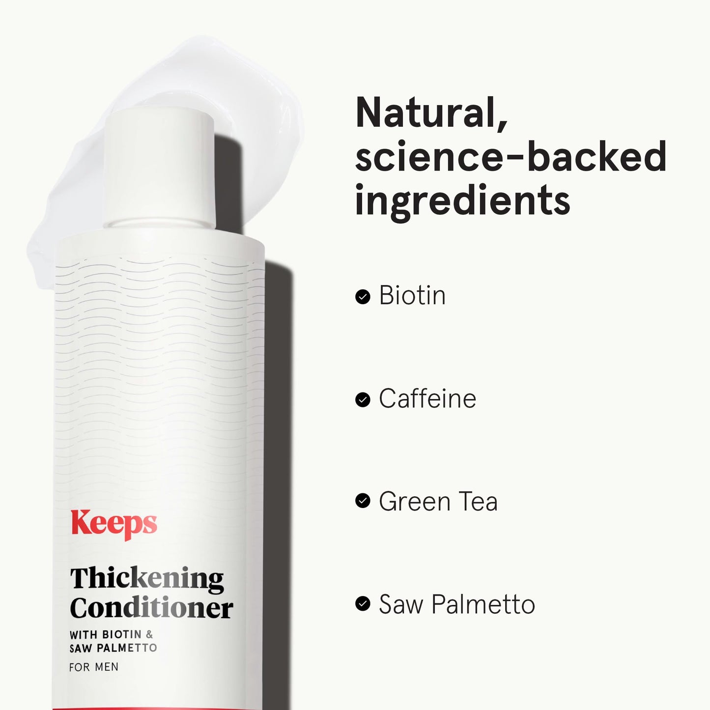 Keeps Hair Thickening Conditioner for Men — Fuller, Thicker Hair (8 oz) | Biotin, Caffeine, Saw Palmetto