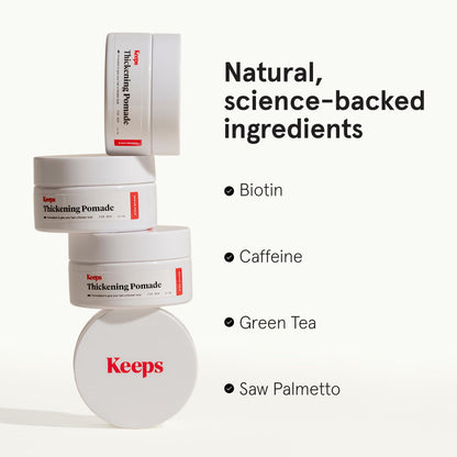 Keeps Matte Thickening Hair Pomade for Men — Medium Hold, Fuller-Looking Hair with Biotin, Caffeine, Green Tea & Saw Palmetto
