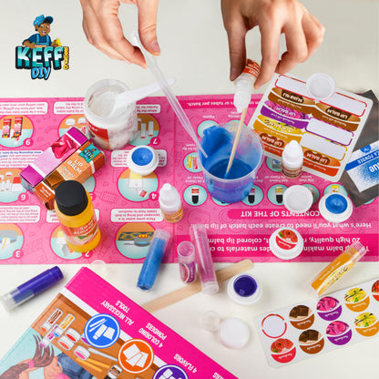 KEFF 51Pcs Lip Balm Making Kit – DIY Lip Balm & Lip Gloss Kit for Kids | Beeswax, Shea Butter, Flavors & Colors