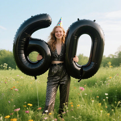 Kelfuoya 40-Inch Black Number 6 Foil Balloon — Giant Birthday & Anniversary Decor