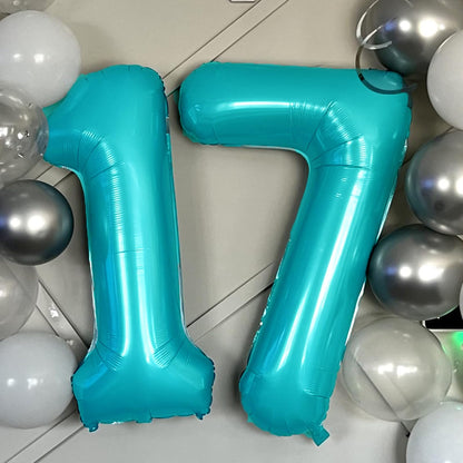 Kelfuoya 40 Inch Light Blue Number 17 Balloon | Jumbo Mylar Foil Balloon for Birthday & Anniversary