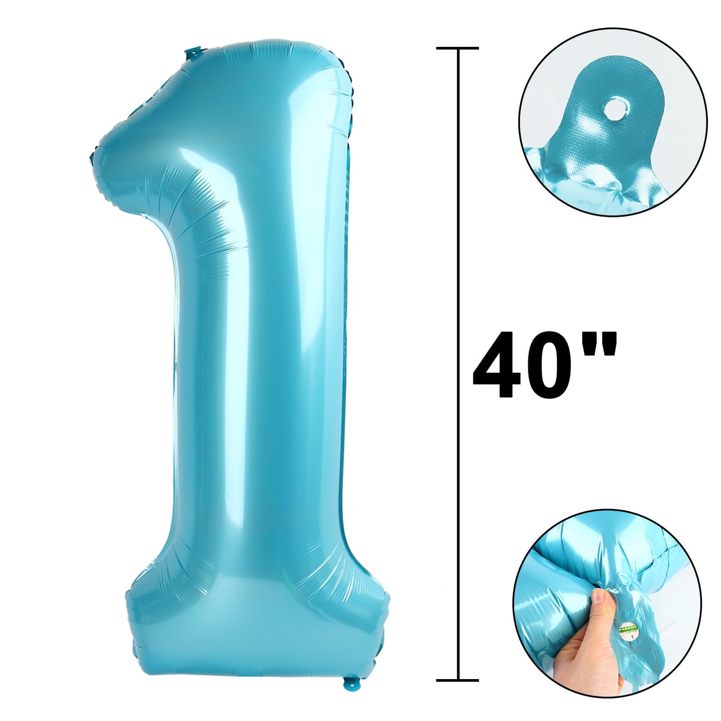 Kelfuoya 40 Inch Light Blue Number 17 Balloon | Jumbo Mylar Foil Balloon for Birthday & Anniversary