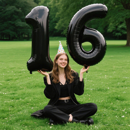 Kelfuoya 40-Inch Black Number 6 Foil Balloon — Giant Birthday & Anniversary Decor
