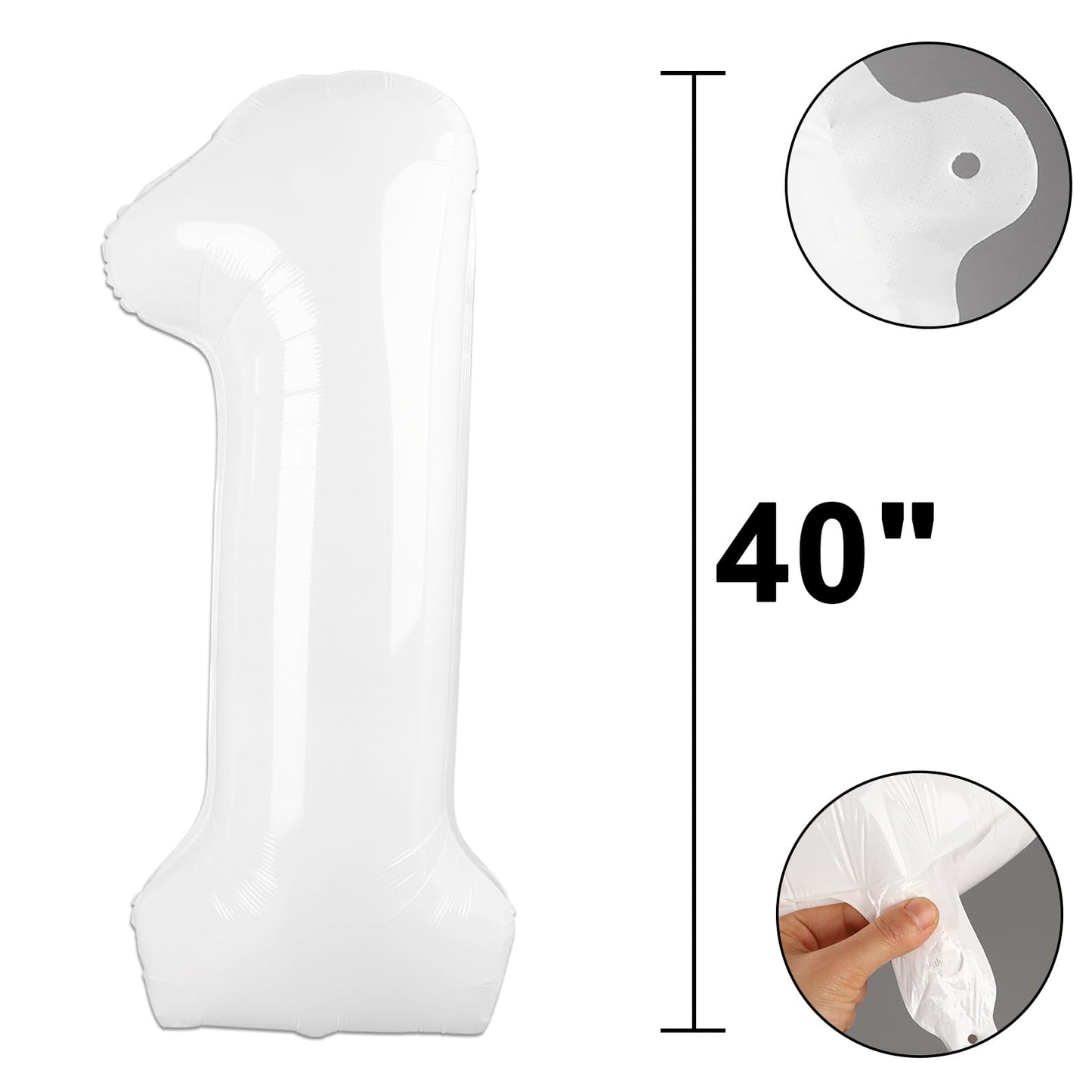 Kelfuoya 40-Inch White Number 14 Balloon – Jumbo Mylar Foil Decor for Birthday & Anniversary