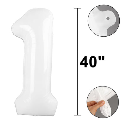 Kelfuoya 40-Inch White Number 14 Balloon – Jumbo Mylar Foil Decor for Birthday & Anniversary