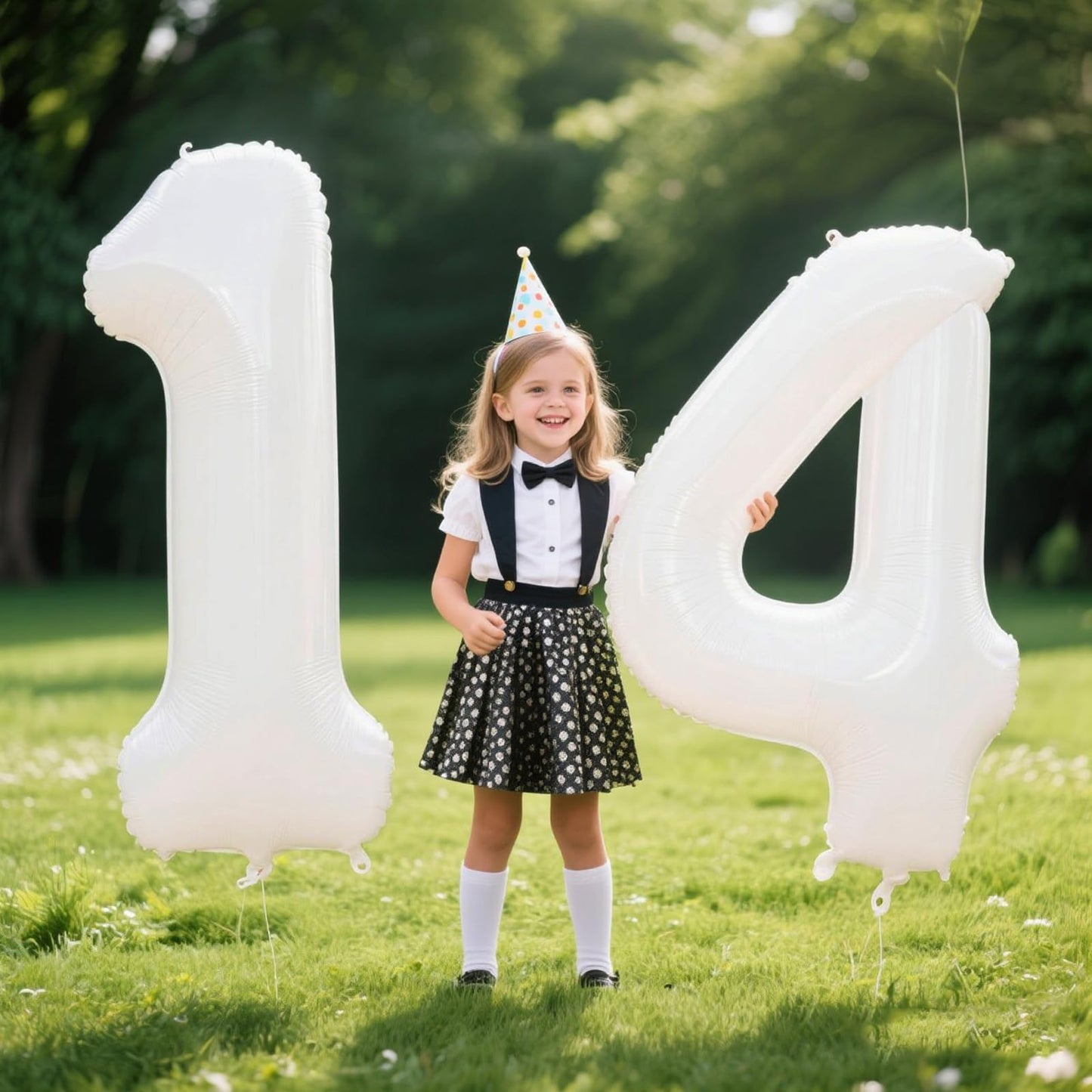 Kelfuoya 40-Inch White Number 14 Balloon – Jumbo Mylar Foil Decor for Birthday & Anniversary