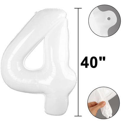 Kelfuoya 40-Inch White Number 14 Balloon – Jumbo Mylar Foil Decor for Birthday & Anniversary