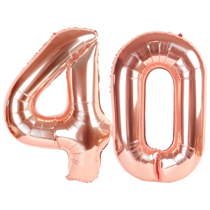 Kelfuoya 40 Inch Rose Gold Number Balloon - Jumbo Mylar Foil for Birthday & Anniversary Parties