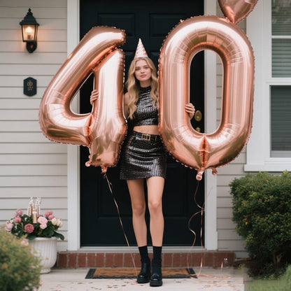 Kelfuoya 40 Inch Rose Gold Number Balloon - Jumbo Mylar Foil for Birthday & Anniversary Parties