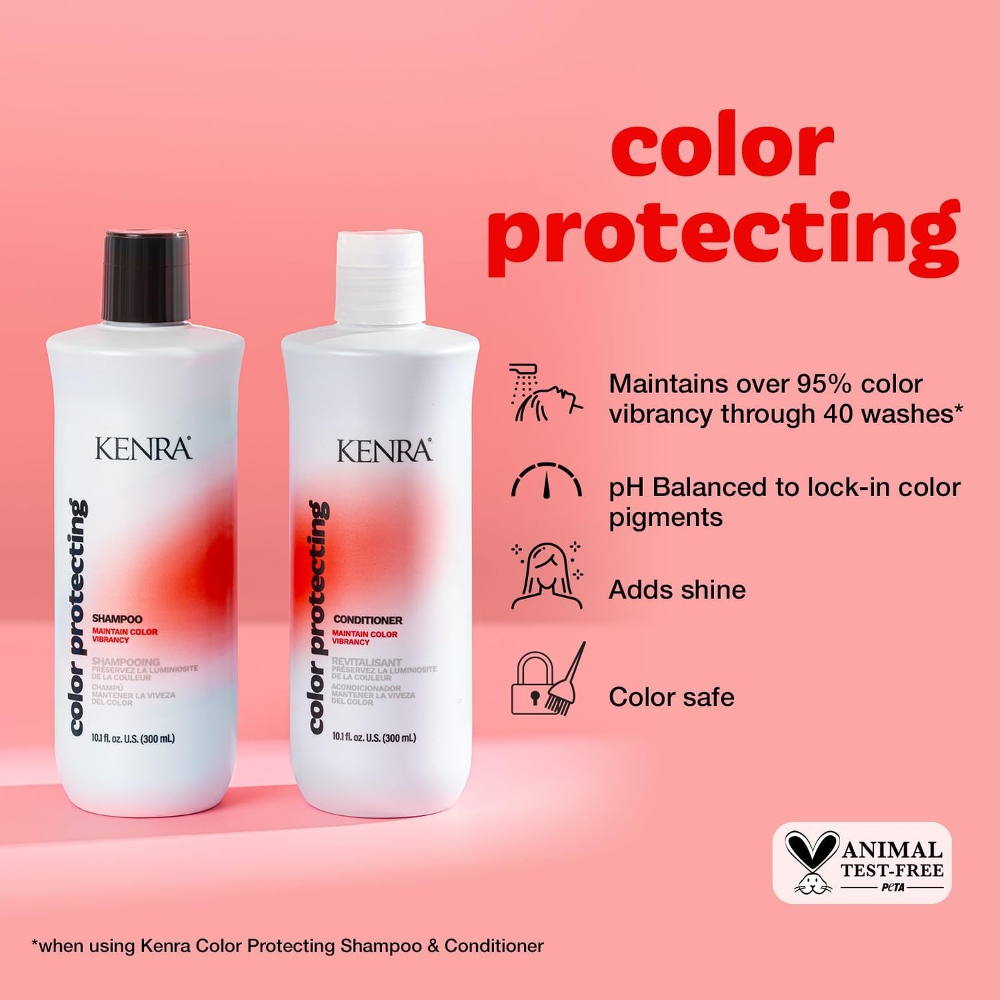 Kenra Color Protecting Shampoo & Conditioner Set | Color Safe, 95%+ Color Vibrancy Through 40 Washes, Shine Boost, pH-Balanced