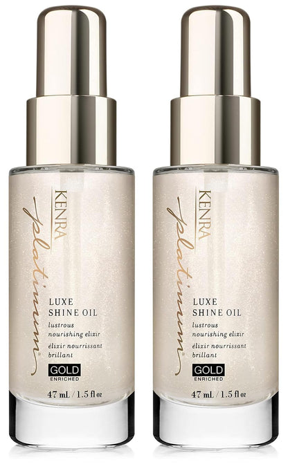Kenra Platinum Luxe Shine Oil – Gold-Enriched Nourishing Elixir for Shine, Manageability, and Thermal Protection (2 x 1.5 oz)