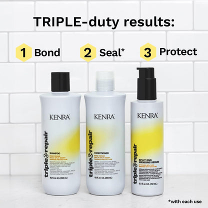 Kenra Triple Repair Shampoo & Conditioner Set – Bond Repair, Split Ends, Sulfate-Free | 10.1 fl oz