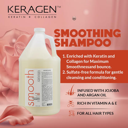 KERAGEN Smoothing Conditioner with Keratin & Collagen – Sulfate Free, All Hair Types, 128 oz